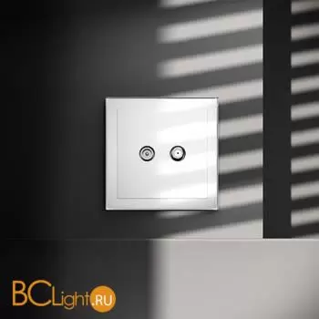 Розетка телевизионная встраиваемая VOLTUM S70 оконечная TV+SAT, (белый глянцевый) VLS060401 - Фото 0