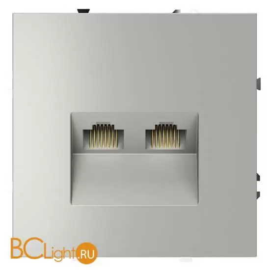 Розетка компьютерная встраиваемая VOLTUM S70 двойная RJ45+RJ45 кат.6, (сталь) VLS060205