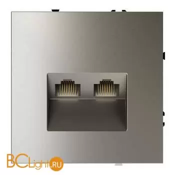 Розетка компьютерная встраиваемая VOLTUM S70 двойная RJ45+RJ45 кат.6, (шелк) VLS060204