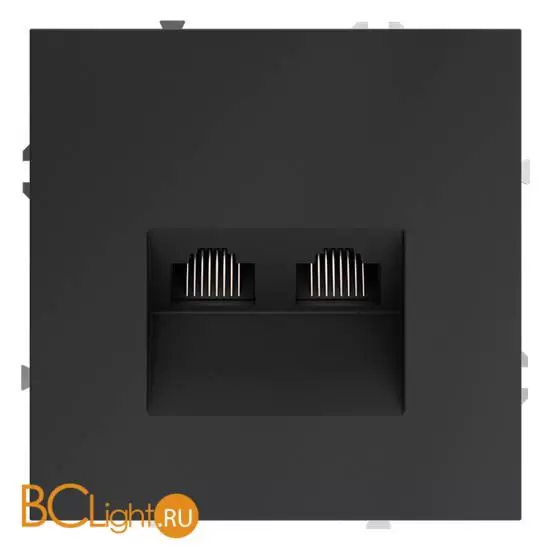 Розетка компьютерная встраиваемая VOLTUM S70 двойная RJ45+RJ45 кат.6, (графит) VLS060207