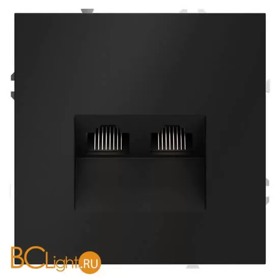 Розетка компьютерная встраиваемая VOLTUM S70 двойная RJ45+RJ45 кат.6, (черный матовый) VLS060208