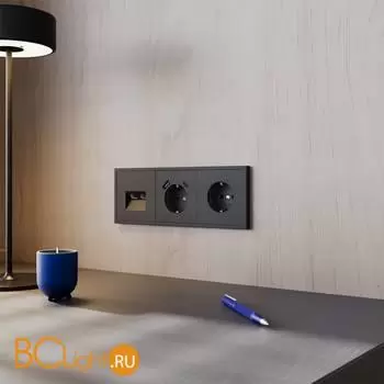 Розетка компьютерная встраиваемая VOLTUM S70 двойная RJ45+RJ45 кат.6, (черный матовый) VLS060208 - Фото 5