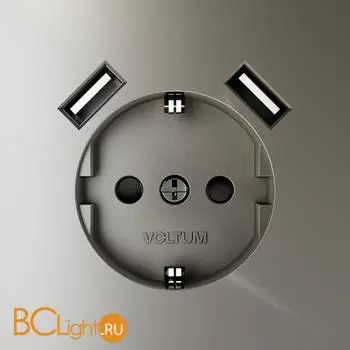 Розетка встраиваемая VOLTUM S70 с заземлением и защитными шторками, 16А, с USB, A+A, (шелк) VLS040404 - Фото 0