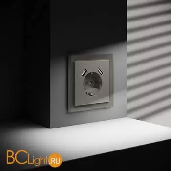 Розетка встраиваемая VOLTUM S70 с заземлением и защитными шторками, 16А, с USB, A+A, (шелк) VLS040404 - Фото 4