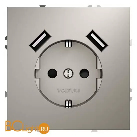 Розетка встраиваемая VOLTUM S70 с заземлением и защитными шторками, 16А, с USB, A+A, (кашемир) VLS040403
