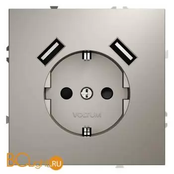 Розетка встраиваемая VOLTUM S70 с заземлением и защитными шторками, 16А, с USB, A+A, (кашемир) VLS040403