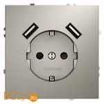 Розетка встраиваемая VOLTUM S70 с заземлением и защитными шторками, 16А, с USB, A+A, (кашемир) VLS040403