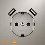 Розетка встраиваемая VOLTUM S70 с заземлением и защитными шторками, 16А, с USB, A+A, (кашемир) VLS040403 - Фото 0