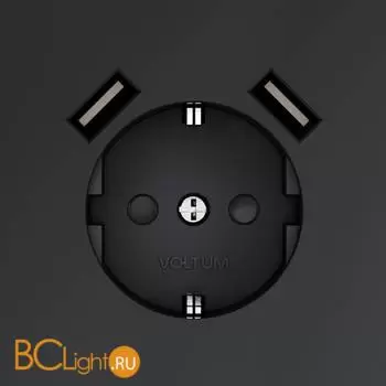 Розетка встраиваемая VOLTUM S70 с заземлением и защитными шторками, 16А, с USB, A+A, (графит) VLS040407 - Фото 0