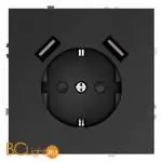 Розетка встраиваемая VOLTUM S70 с заземлением и защитными шторками, 16А, с USB, A+A, (графит) VLS040407