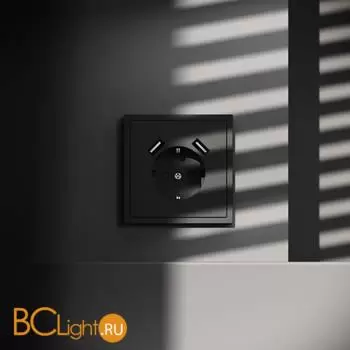 Розетка встраиваемая VOLTUM S70 с заземлением и защитными шторками, 16А, с USB, A+A, (черный матовый) VLS040408 - Фото 3