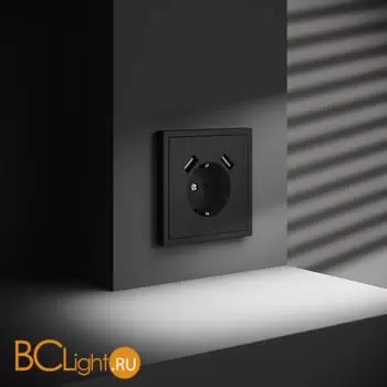 Розетка встраиваемая VOLTUM S70 с заземлением и защитными шторками, 16А, с USB, A+A, (черный матовый) VLS040408 - Фото 4