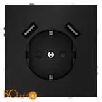 Розетка встраиваемая VOLTUM S70 с заземлением и защитными шторками, 16А, с USB, A+A, (черный матовый) VLS040408