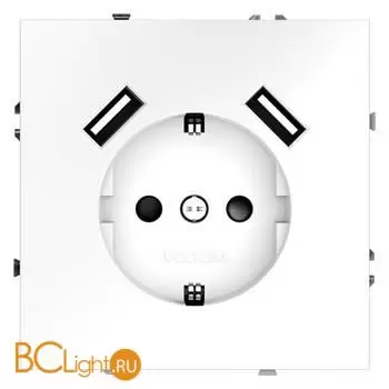 Розетка встраиваемая VOLTUM S70 с заземлением и защитными шторками, 16А, с USB, A+A, (белый матовый) VLS040402