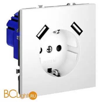 Розетка встраиваемая VOLTUM S70 с заземлением и защитными шторками, 16А, с USB, A+A, (белый матовый) VLS040402 - Фото 2