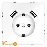 Розетка встраиваемая VOLTUM S70 с заземлением и защитными шторками, 16А, с USB, A+A, (белый матовый) VLS040402