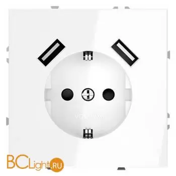Розетка встраиваемая VOLTUM S70 с заземлением и защитными шторками, 16А, с USB, A+A, (белый глянцевый) VLS040401