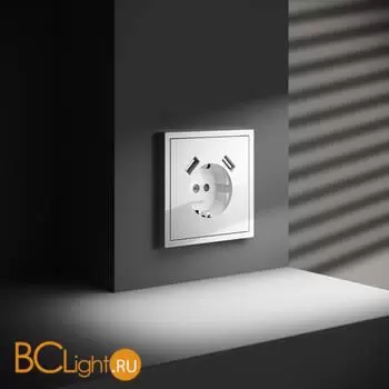 Розетка встраиваемая VOLTUM S70 с заземлением и защитными шторками, 16А, с USB, A+A, (белый глянцевый) VLS040401 - Фото 4