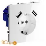 Розетка встраиваемая VOLTUM S70 с заземлением и защитными шторками, 16А, с USB, A+A, (белый глянцевый) VLS040401 - Фото 1