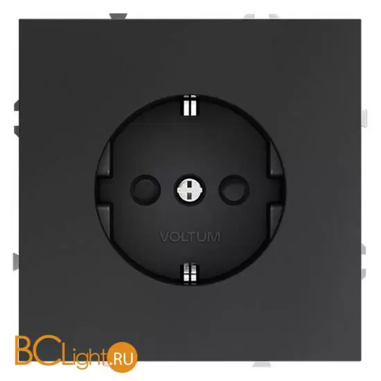 Розетка встраиваемая VOLTUM S70 с заземлением и защитными шторками, 16А, (графит) VLS040207