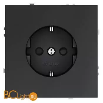 Розетка встраиваемая VOLTUM S70 с заземлением и защитными шторками, 16А, (графит) VLS040207