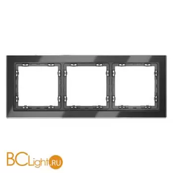 Рамка стеклянная VOLTUM S70 на 3 поста, (графит, стекло) VLS110307 - Фото 0