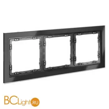 Рамка стеклянная VOLTUM S70 на 3 поста, (графит, стекло) VLS110307 - Фото 1