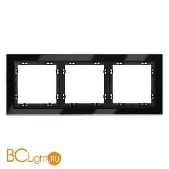 Рамка стеклянная VOLTUM S70 на 3 поста, (черный,стекло) VLS110308 - Фото 0