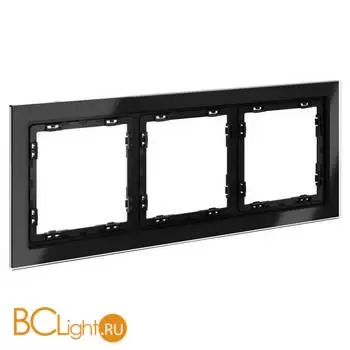 Рамка стеклянная VOLTUM S70 на 3 поста, (черный,стекло) VLS110308 - Фото 1