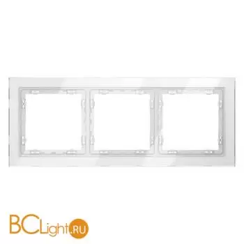 Рамка стеклянная VOLTUM S70 на 3 поста, (белый, стекло) VLS110301 - Фото 0