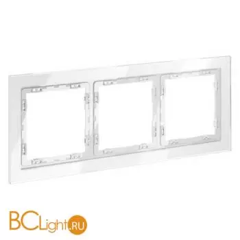Рамка стеклянная VOLTUM S70 на 3 поста, (белый, стекло) VLS110301 - Фото 1