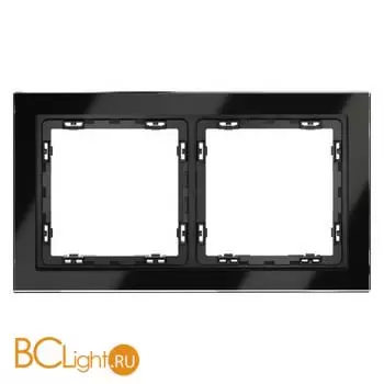 Рамка стеклянная VOLTUM S70 на 2 поста, (черный,стекло) VLS110208