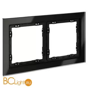 Рамка стеклянная VOLTUM S70 на 2 поста, (черный,стекло) VLS110208 - Фото 1