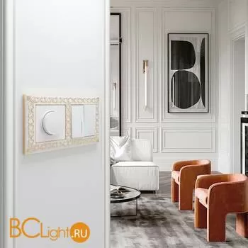 Рамка на 2 поста (белое золото) Werkel Antik W0021523 a050941 - Фото 0