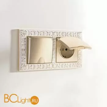 Рамка на 2 поста (белое золото) Werkel Antik W0021523 a050941 - Фото 1