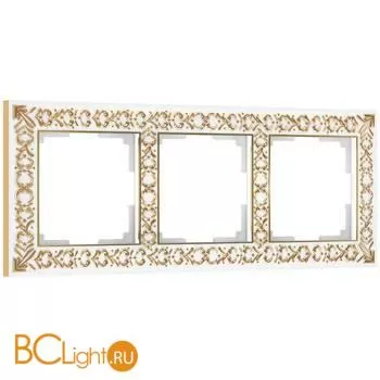 Рамка на 3 поста (белое золото) Werkel Antik W0031523 a050932