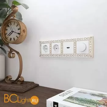 Рамка на 4 поста (белое золото) Werkel Antik W0041523 a050935 - Фото 0