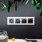 Рамка на 4 поста (белый, стекло) Werkel Favorit W0041101 - Фото 0