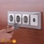 Рамка на 4 поста (дымчатый,стекло) Werkel Favorit W0041117 - Фото 0