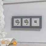 Рамка на 3 поста (серый,стекло) Werkel Favorit W0031115 a050963 - Фото 1