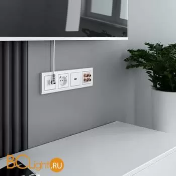 Розетка ТВ+Ethernet RJ-45 6 cat. (белый) Werkel W1181301 a056109 - Фото 0