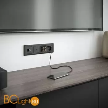 Розетка ТВ+Ethernet RJ-45 6 cat. (черный матовый) Werkel W1181308 a056112 - Фото 0