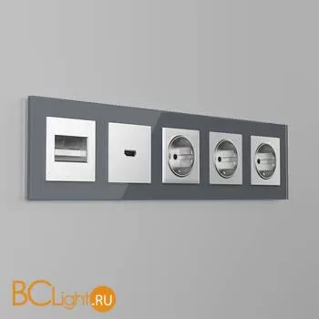 Накладка для розетки HDMI (серебряный рифленый) Werkel W1196009 a051349 - Фото 1