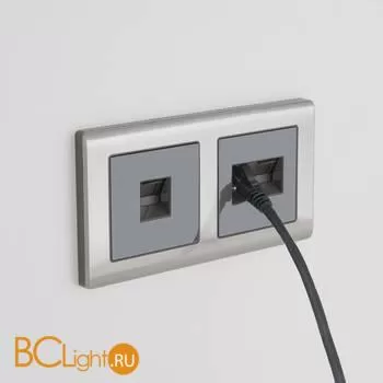 Накладка для двойной розетки Еthernet RJ-45 (серо-коричневый) Werkel W1191107 a050830 - Фото 1