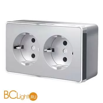 Розетка двойная с заземлением (серебряный) Werkel Gallant W5072106 a052776