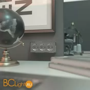 Розетка тройная с заземлением и шторками (серебряный) Werkel Gallant W5073106 a052777 - Фото 0