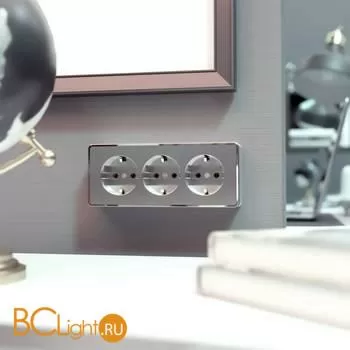 Розетка тройная с заземлением и шторками (серебряный) Werkel Gallant W5073106 a052777 - Фото 1