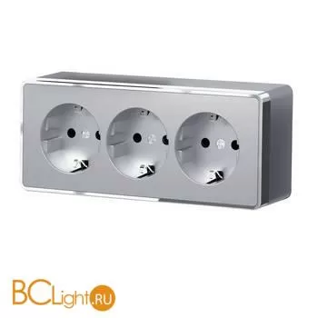 Розетка тройная с заземлением и шторками (серебряный) Werkel Gallant W5073106 a052777
