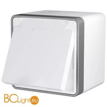 Розетка влагозащ. с зазем. с защит. крышкой и шторками (белая) Werkel Gallant W5071201 a051568