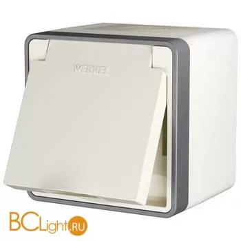 Розетка влагозащ. с зазем. с защит. крышкой и шторками (слоновая кость) Werkel Gallant W5071203 a051546